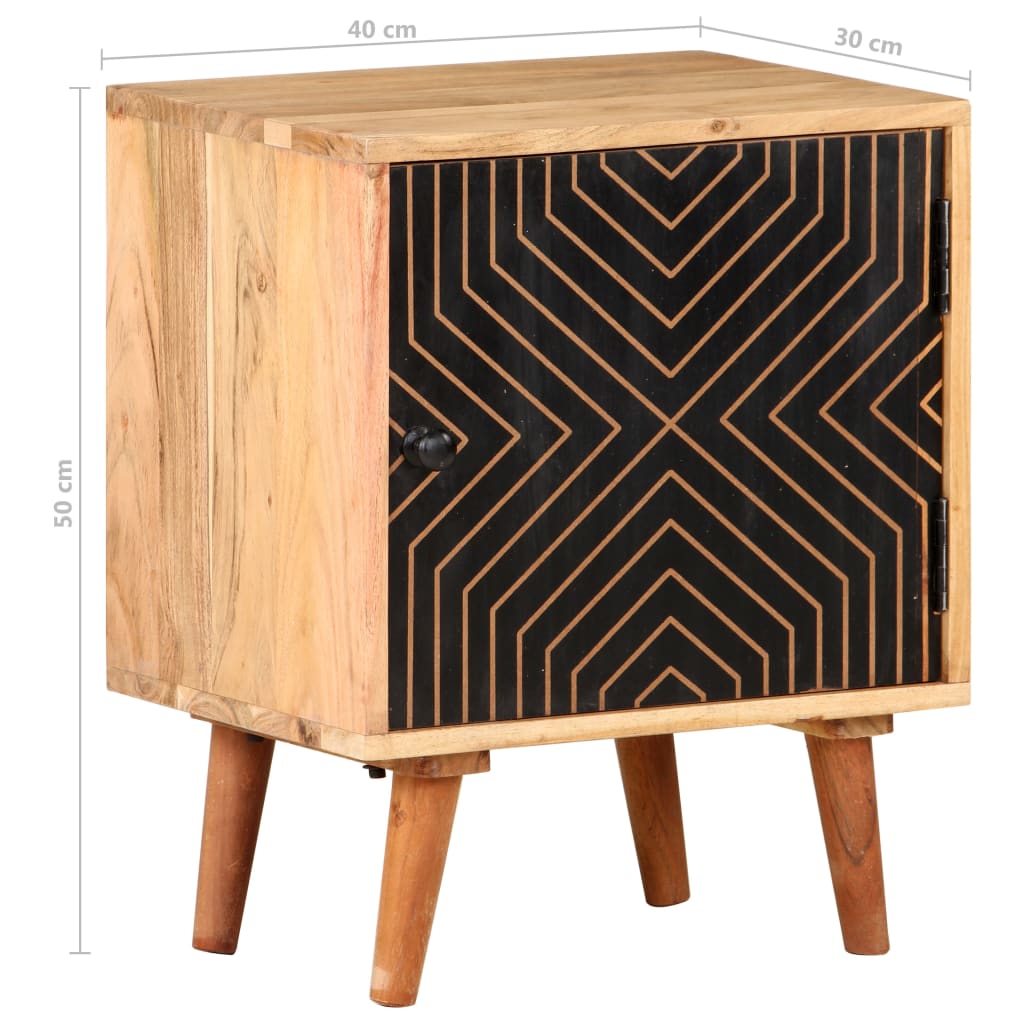Solid Acacia Wood Bedside Cabinet 40x30x50 cm - Elegant Design