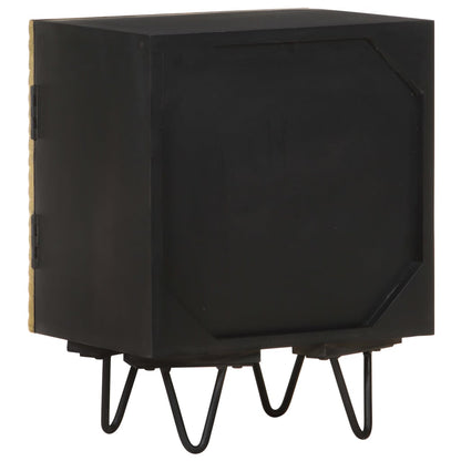 Solid Mango Wood Bedside Cabinet with Brass Front, 40x30x50 cm