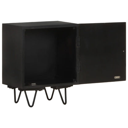 Solid Mango Wood Bedside Cabinet with Brass Front, 40x30x50 cm