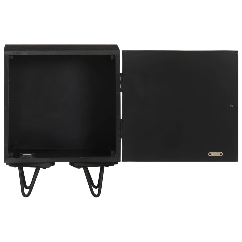 Solid Mango Wood Bedside Cabinet with Brass Front, 40x30x50 cm