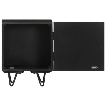 Solid Mango Wood Bedside Cabinet with Brass Front, 40x30x50 cm