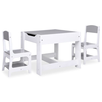White MDF Kids' Table & 2 Chairs Set - Perfect for Play & Study