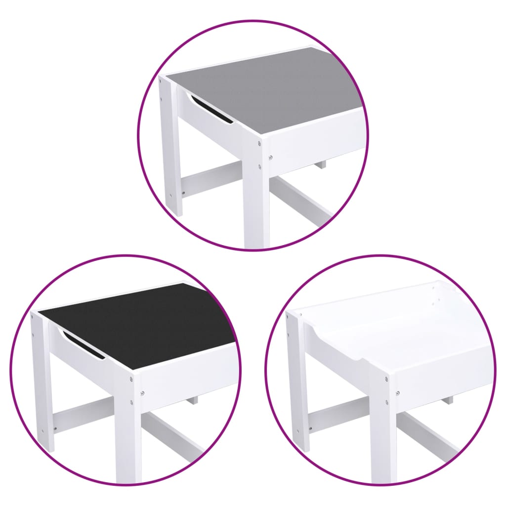 White MDF Kids' Table & 2 Chairs Set - Perfect for Play & Study