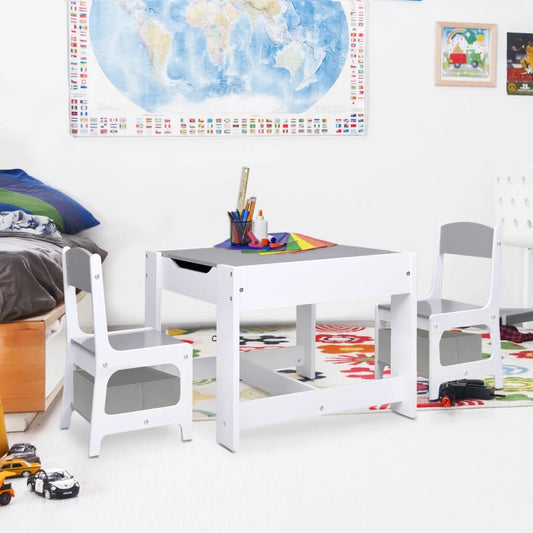 White MDF Kids' Table & 2 Chairs Set - Perfect for Play & Study