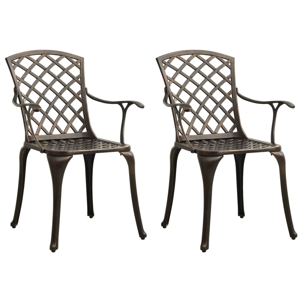 Bronze Cast Aluminium Garden Chairs, Set of 2 - Durable & Stylish
