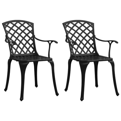 Elegant Black Cast Aluminium Garden Chairs - 2 Piece Set