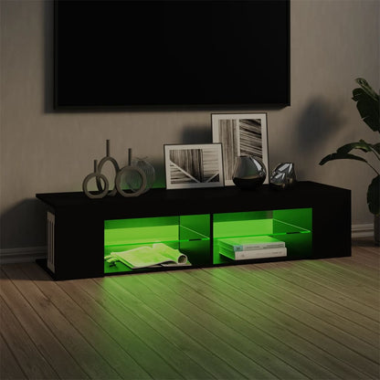 TV Cabinet with LED Lights Black 135x39x30 cm
