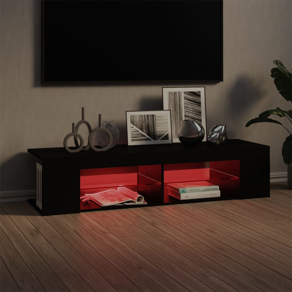 TV Cabinet with LED Lights Black 135x39x30 cm