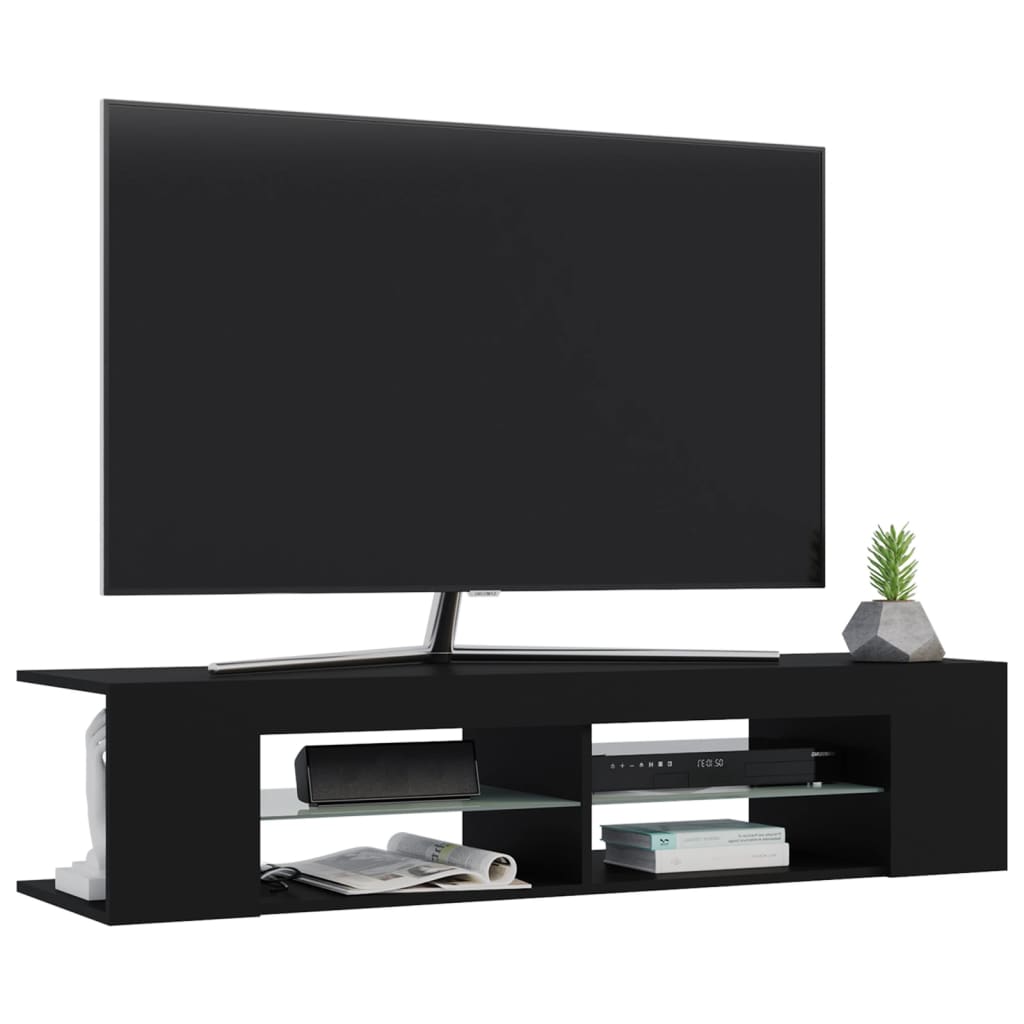 TV Cabinet with LED Lights Black 135x39x30 cm