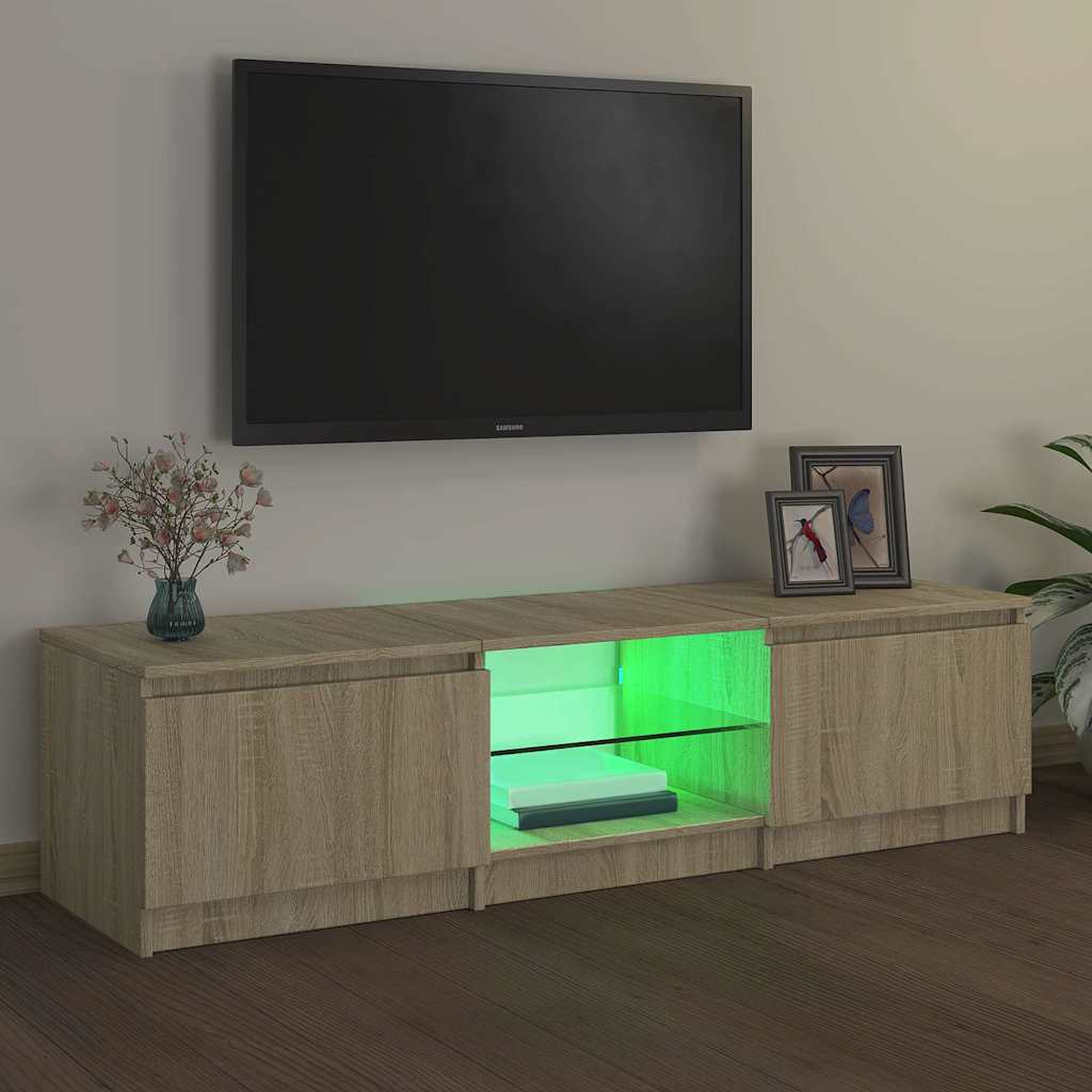 TV Cabinet with LED Lights Sonoma Oak 140x40x35.5 cm