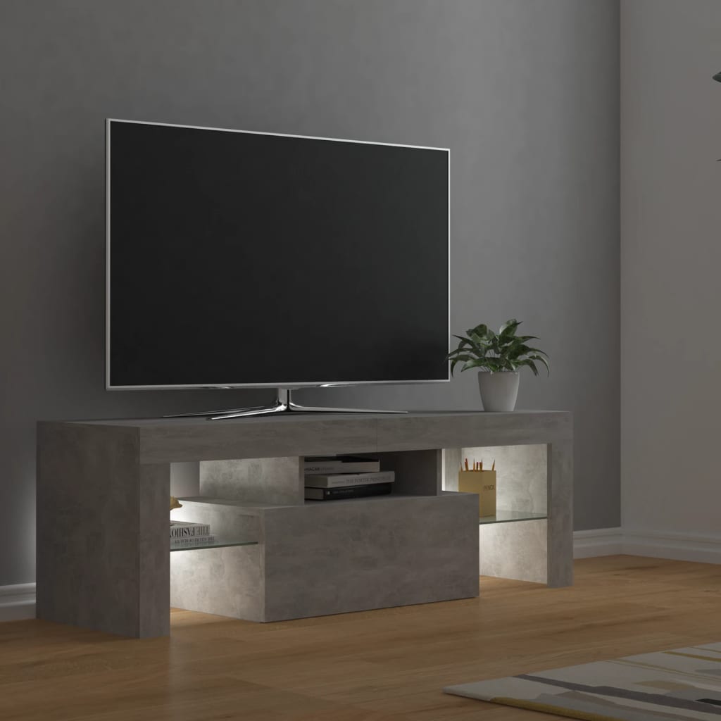 TV Cabinet with LED Lights Concrete Grey 120x35x40 cm