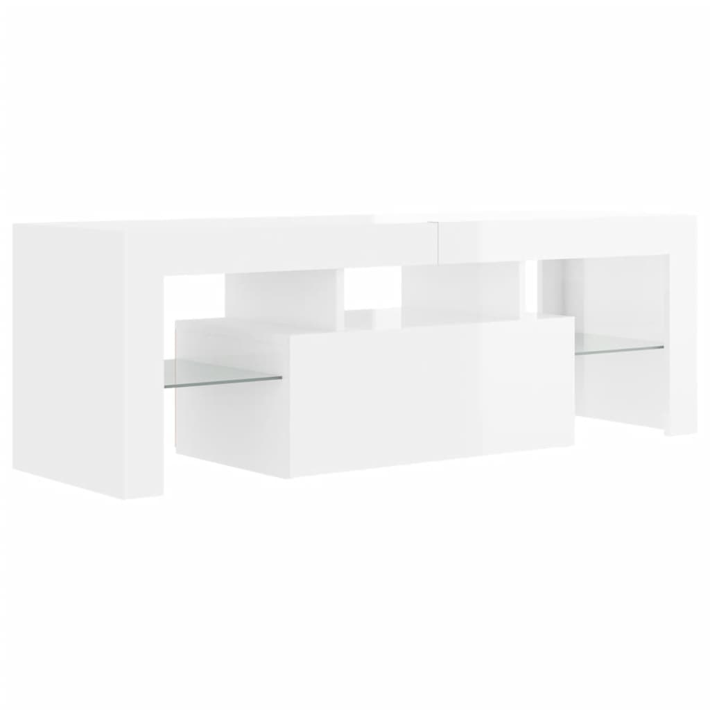 TV Cabinet with LED Lights High Gloss White 120x35x40 cm