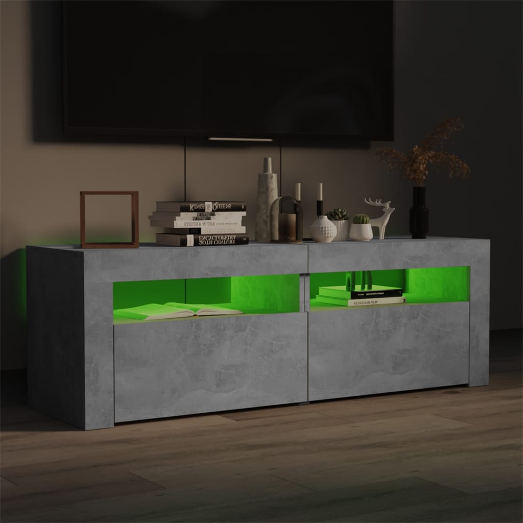 TV Cabinet with LED Lights Concrete Grey 120x35x40 cm