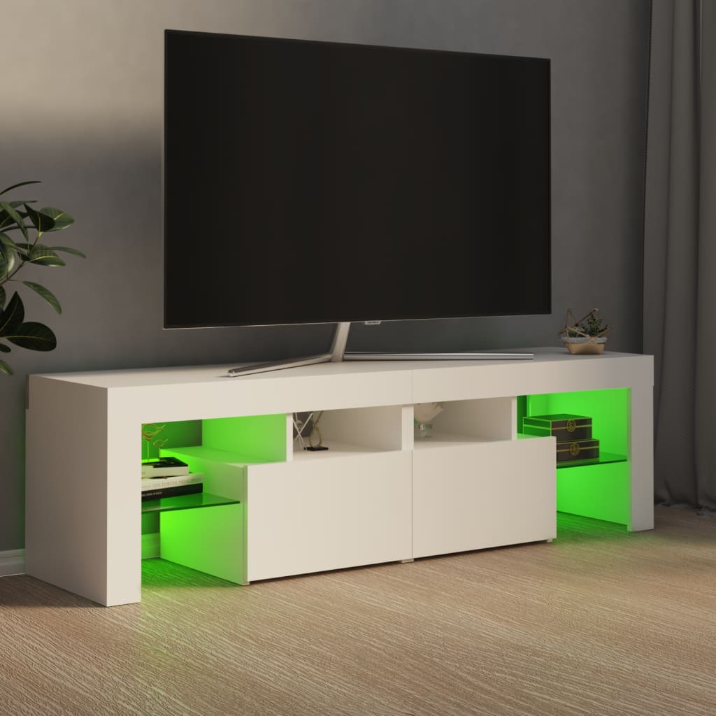 TV Cabinet with LED Lights White 140x36.5x40 cm