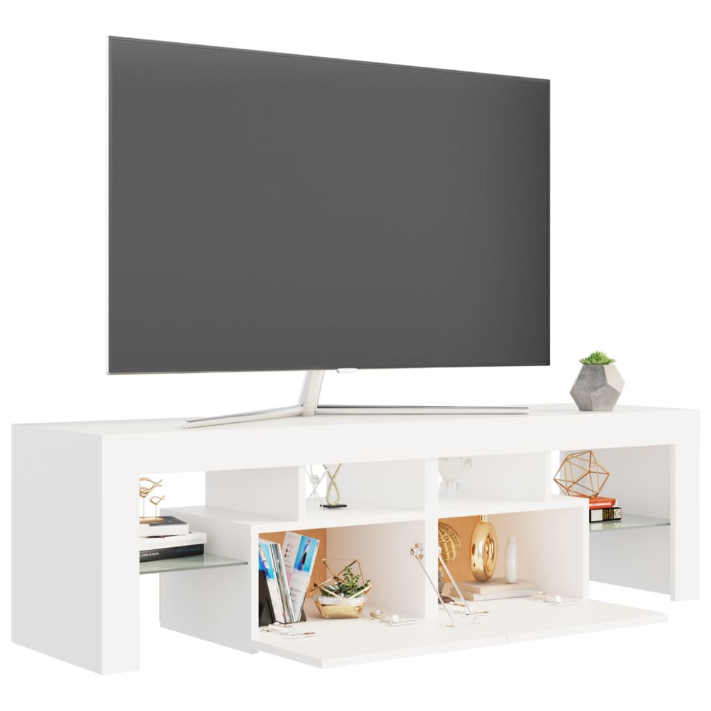 TV Cabinet with LED Lights White 140x36.5x40 cm
