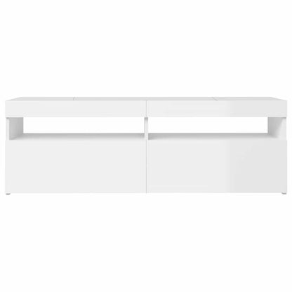 TV Cabinet with LED Lights High Gloss White 120x35x40 cm