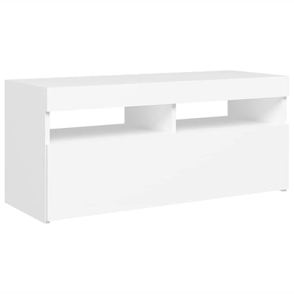 TV Cabinet with LED Lights White 90x35x40 cm