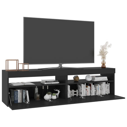 TV Cabinets 2 pcs with LED Lights Black 75x35x40 cm