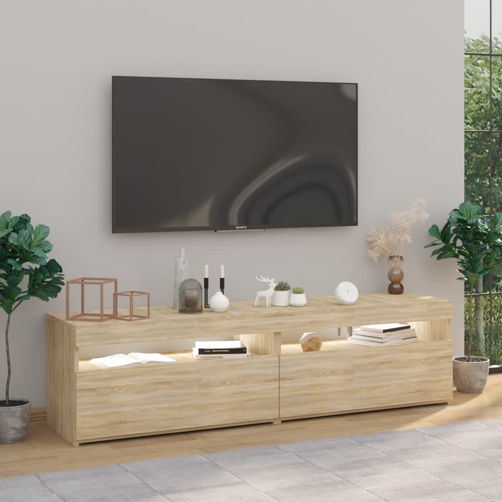 TV Cabinets 2 pcs with LED Lights Sonoma Oak 75x35x40 cm