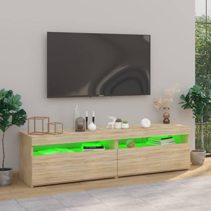 TV Cabinets 2 pcs with LED Lights Sonoma Oak 75x35x40 cm