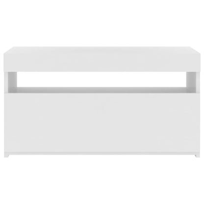 TV Cabinet with LED Lights High Gloss White 75x35x40 cm
