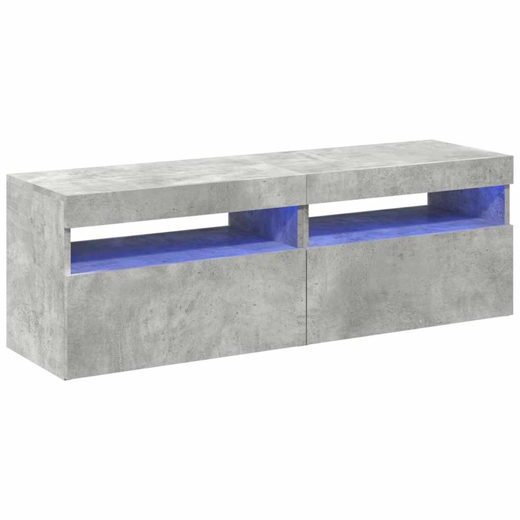 TV Cabinets with LED Lights 2 pcs Concrete Grey 60x35x40 cm