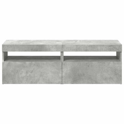 TV Cabinets with LED Lights 2 pcs Concrete Grey 60x35x40 cm
