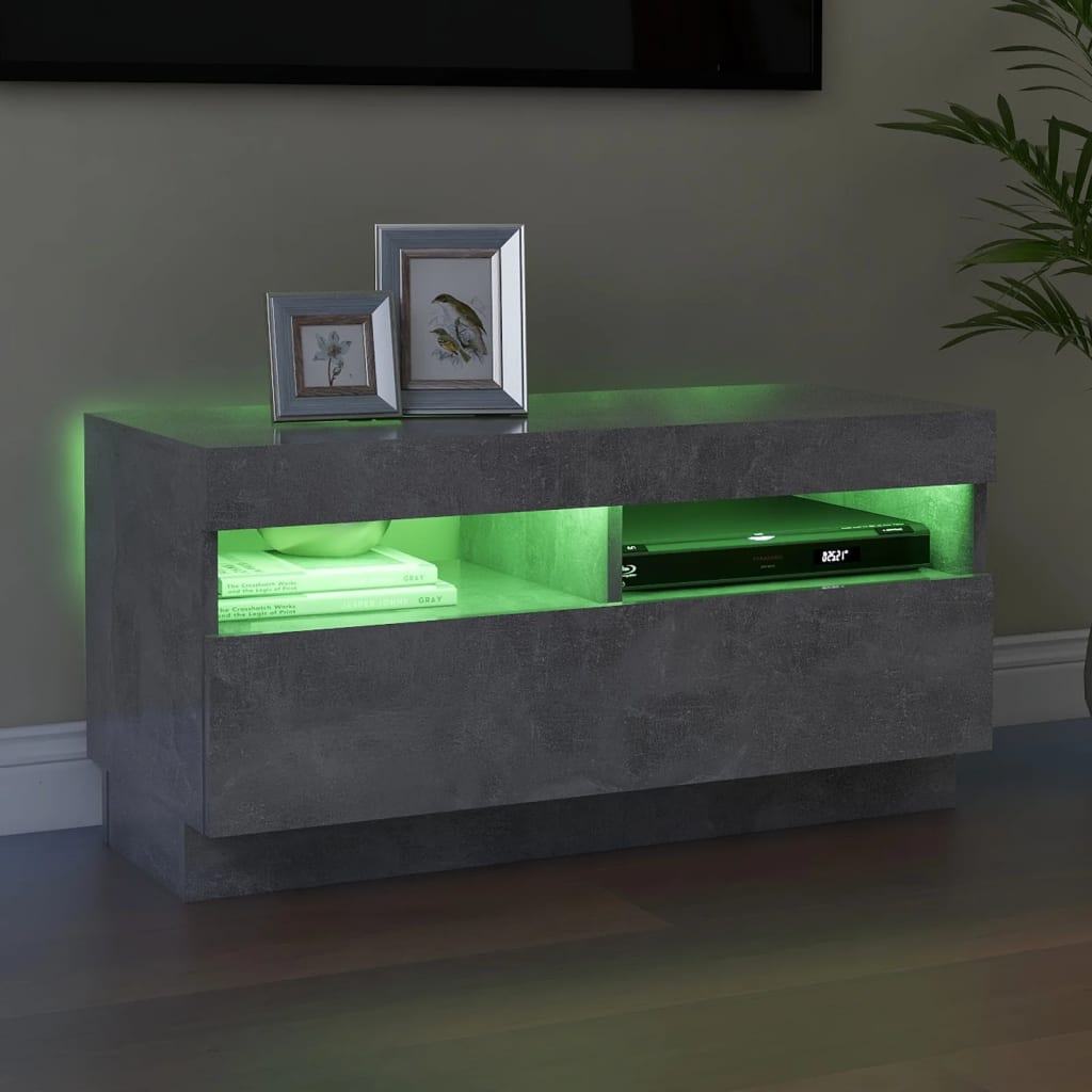 TV Cabinet with LED Lights Concrete Grey 80x35x40 cm