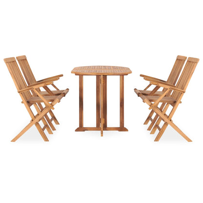 5 Piece Folding Outdoor Dining Set Solid Teak Wood