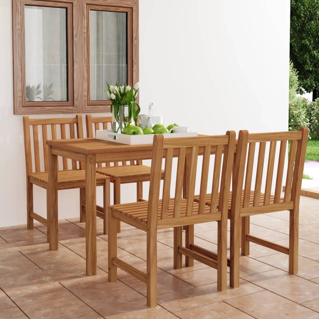 5 Piece Garden Dining Set Solid Teak Wood
