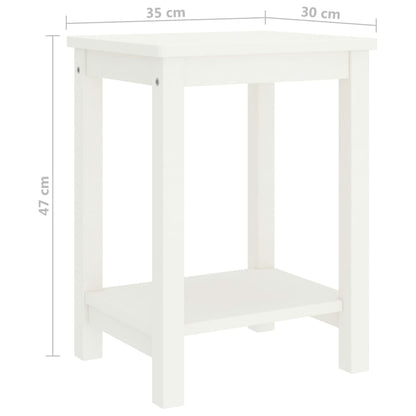 White Solid Pinewood Bedside Cabinet 35x30x47 cm