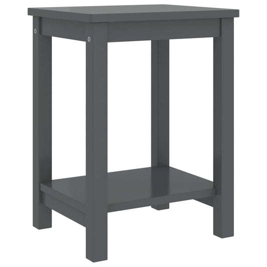 Solid Pinewood Bedside Cabinet in Dark Grey, 35x30x47 cm