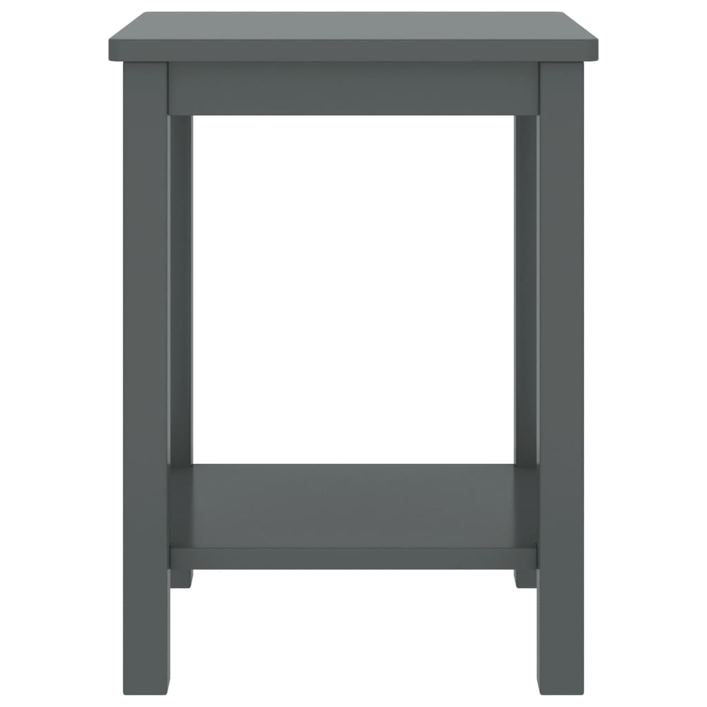 Solid Pinewood Bedside Cabinet in Dark Grey, 35x30x47 cm