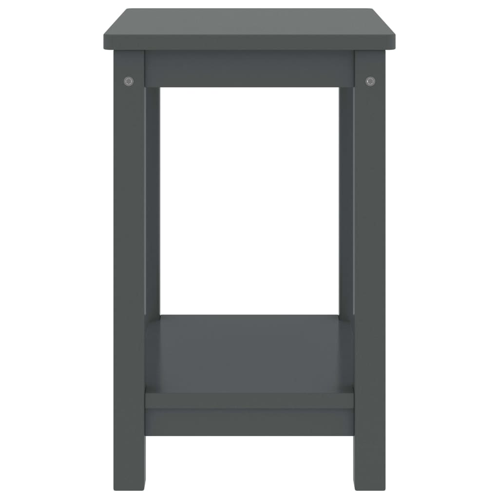 Solid Pinewood Bedside Cabinet in Dark Grey, 35x30x47 cm