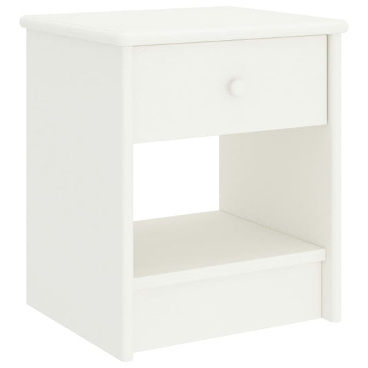 Solid Pinewood Bedside Cabinet - 35x30x40 cm, White Finish