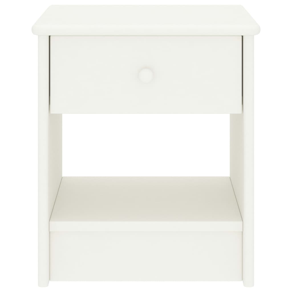 Solid Pinewood Bedside Cabinet - 35x30x40 cm, White Finish