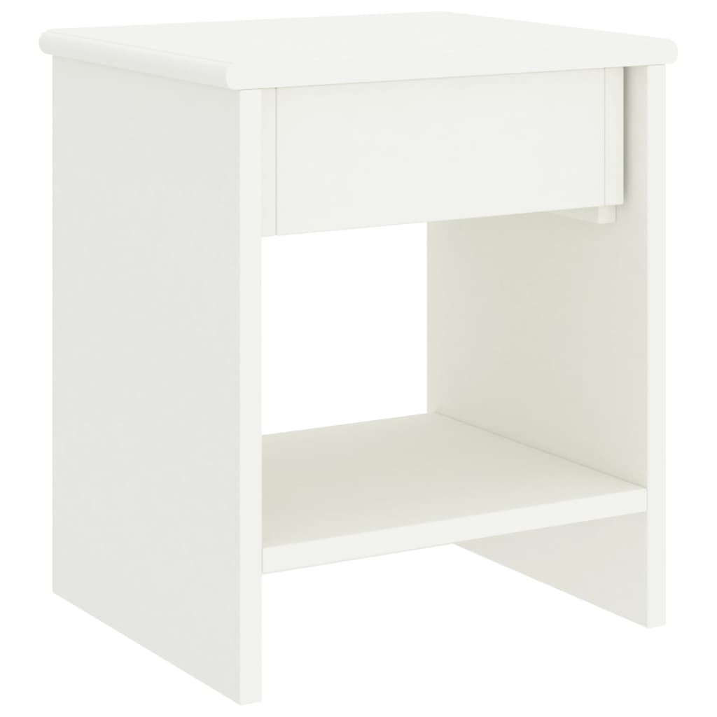 Solid Pinewood Bedside Cabinet - 35x30x40 cm, White Finish