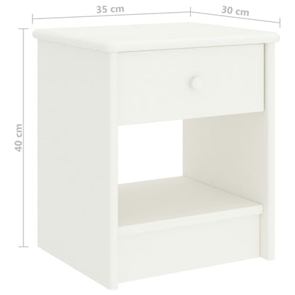 Solid Pinewood Bedside Cabinet - 35x30x40 cm, White Finish