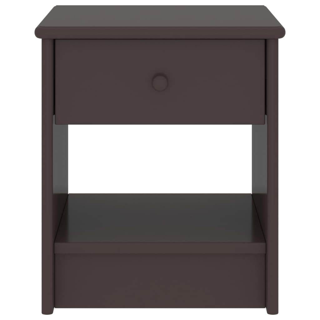Solid Pinewood Bedside Cabinet, Dark Brown, 35x30x40 cm
