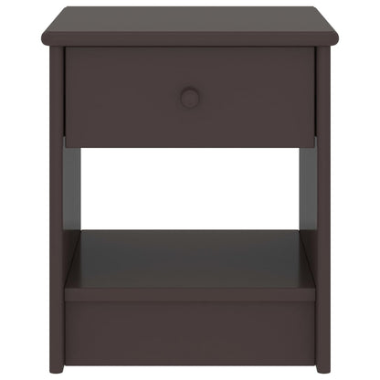 Solid Pinewood Bedside Cabinet, Dark Brown, 35x30x40 cm