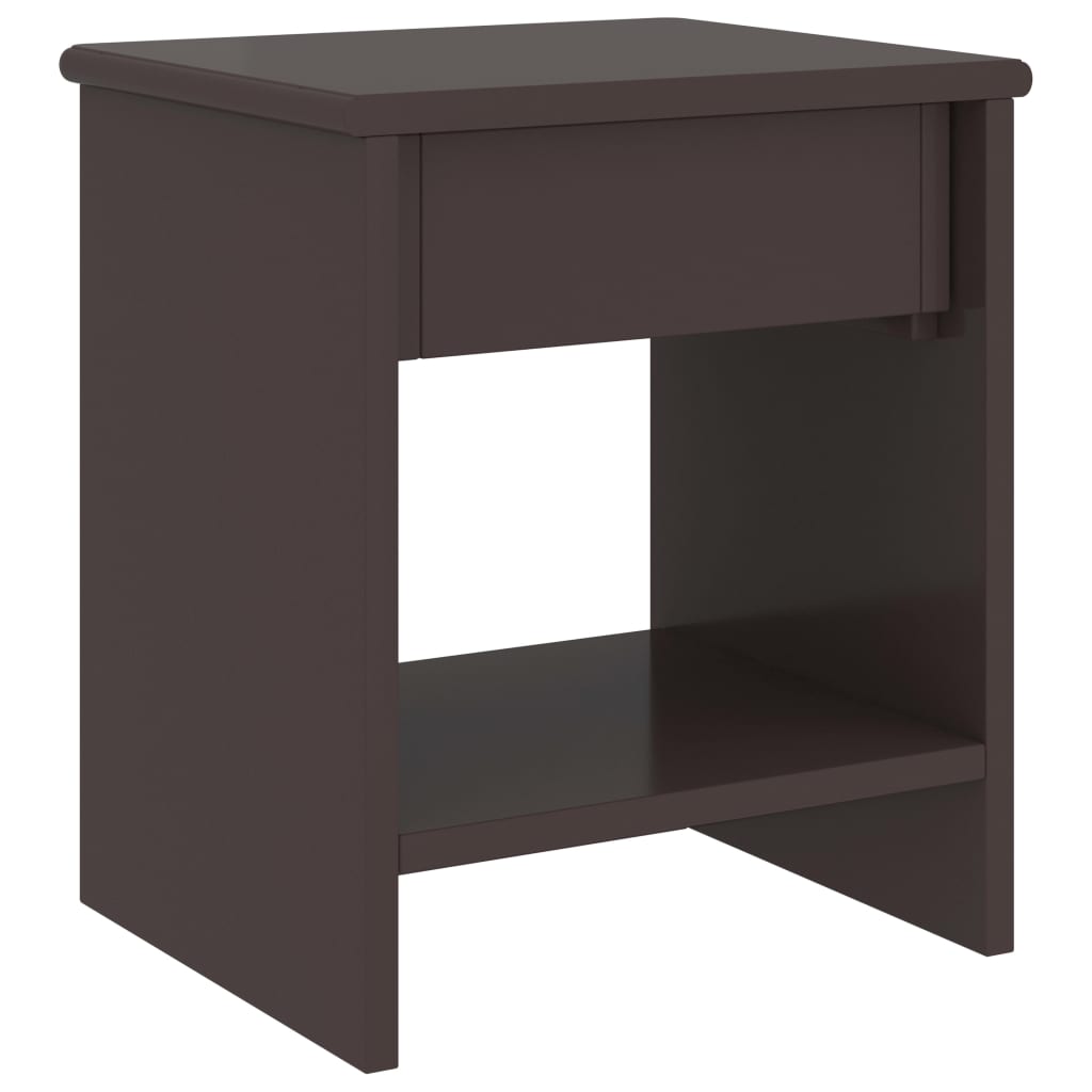 Solid Pinewood Bedside Cabinet, Dark Brown, 35x30x40 cm
