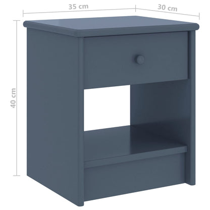 Solid Pinewood Bedside Cabinet, Light Grey - 35x30x40 cm