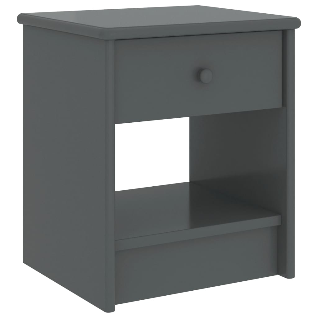 Dark Grey Solid Pinewood Bedside Cabinet 35x30x40 cm