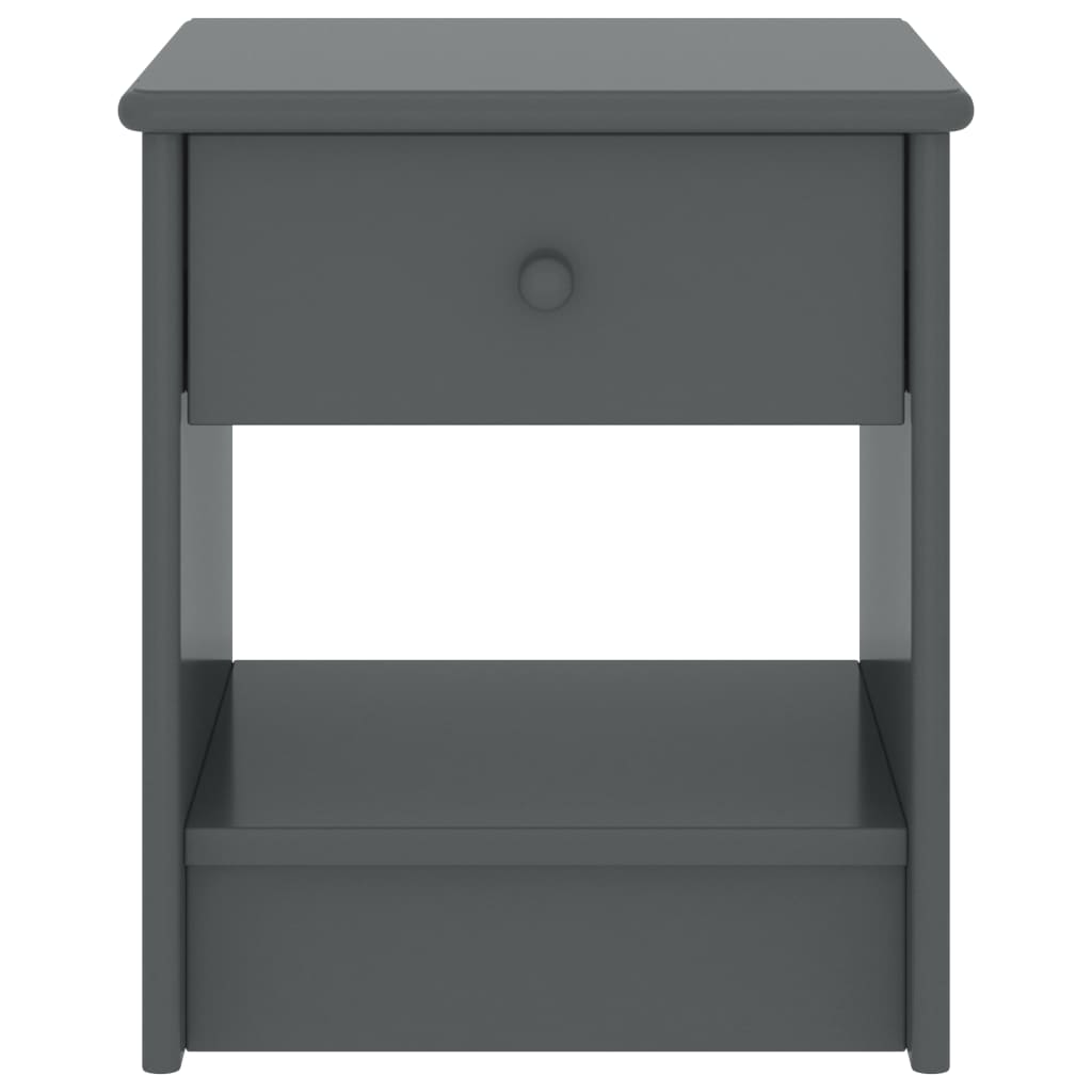 Dark Grey Solid Pinewood Bedside Cabinet 35x30x40 cm