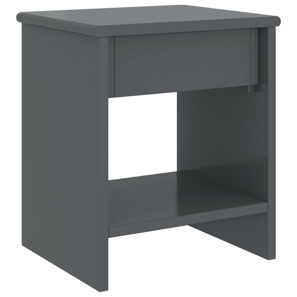 Dark Grey Solid Pinewood Bedside Cabinet 35x30x40 cm
