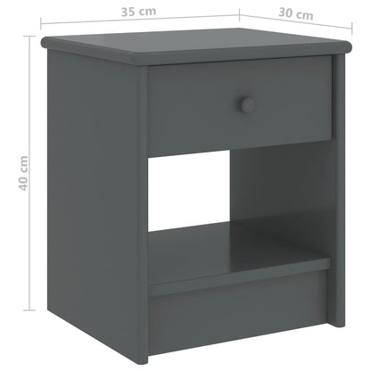Dark Grey Solid Pinewood Bedside Cabinet 35x30x40 cm