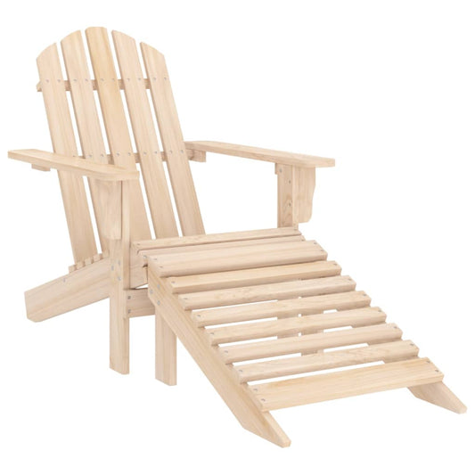 Solid Fir Wood Garden Adirondack Chair & Ottoman Set