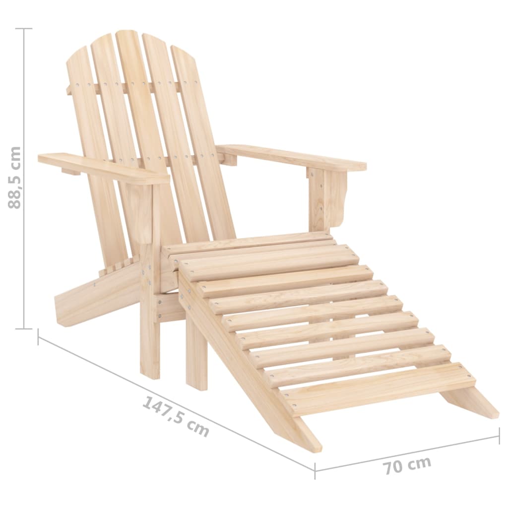 Solid Fir Wood Garden Adirondack Chair & Ottoman Set