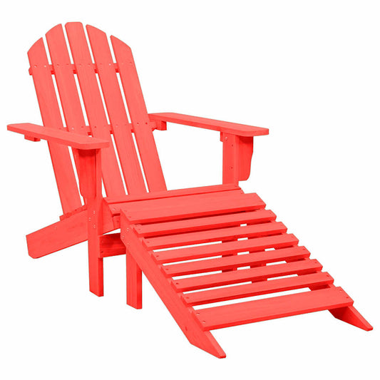 Red Fir Wood Garden Adirondack Chair with Ottoman - Solid & Stylish