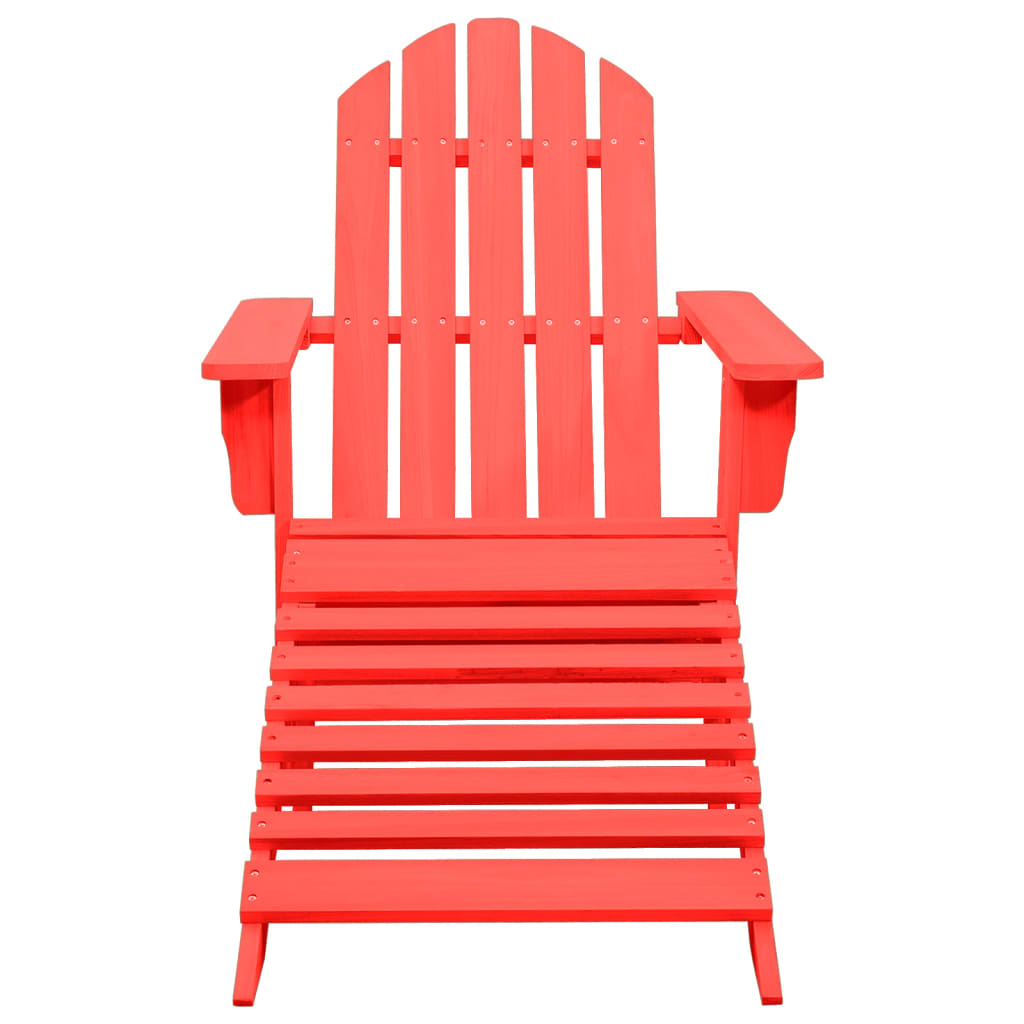 Red Fir Wood Garden Adirondack Chair with Ottoman - Solid & Stylish